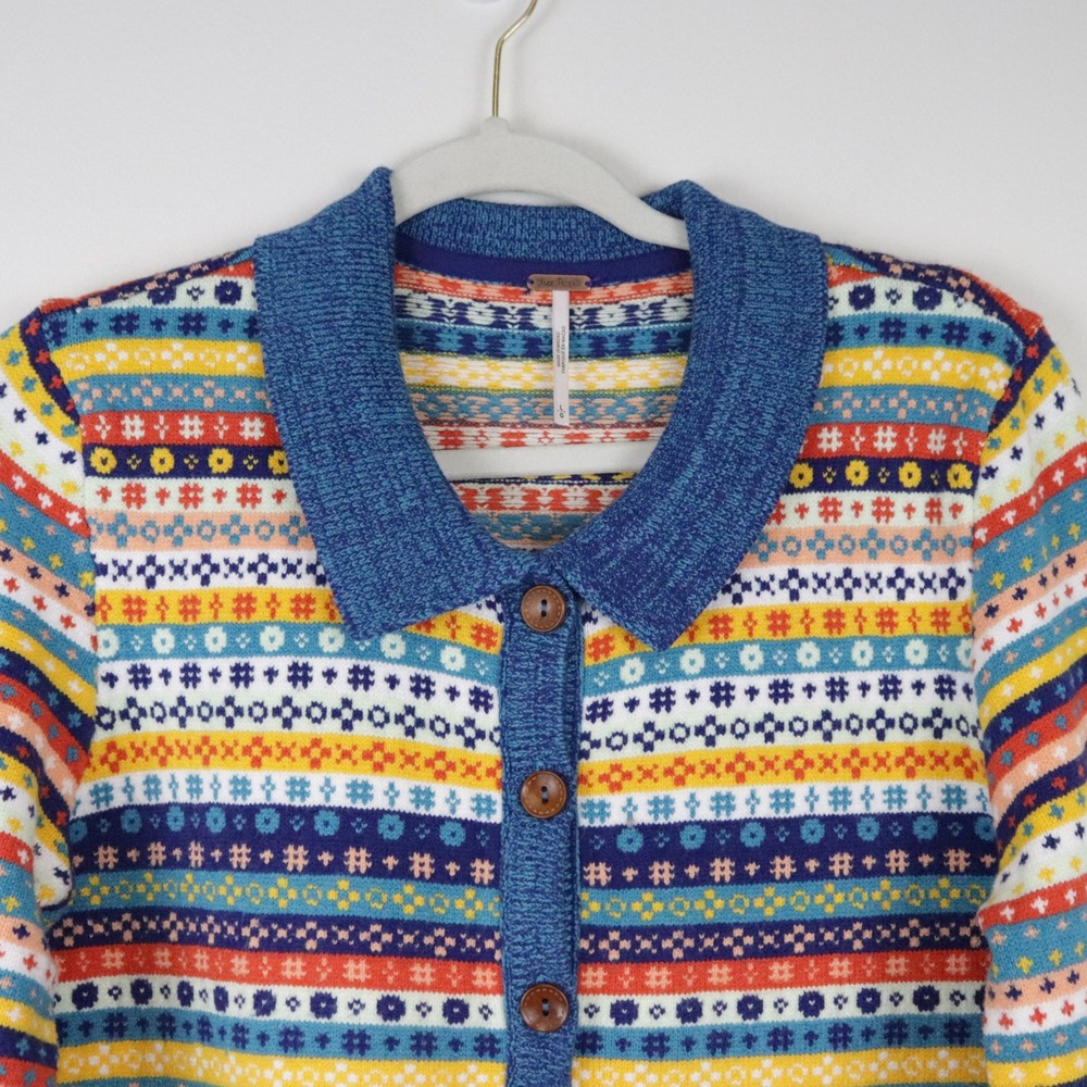 Free People Oak And Pine Cardigan Large‎ Fair Isle Sweater - Picture 6 of 9